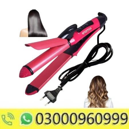 Nova 2 in 1 Hair Curler Straightener In Pakistan