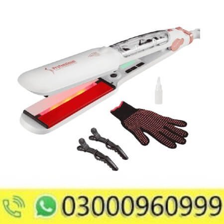 Hair Ceramic Straightener Infrared Steam Flat Iron White